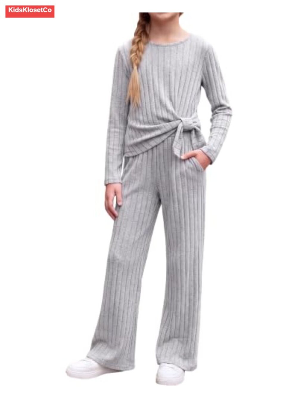Girls 2 Piece Ribbed Knit Top & Pants Set Fall Winter 7-14Y